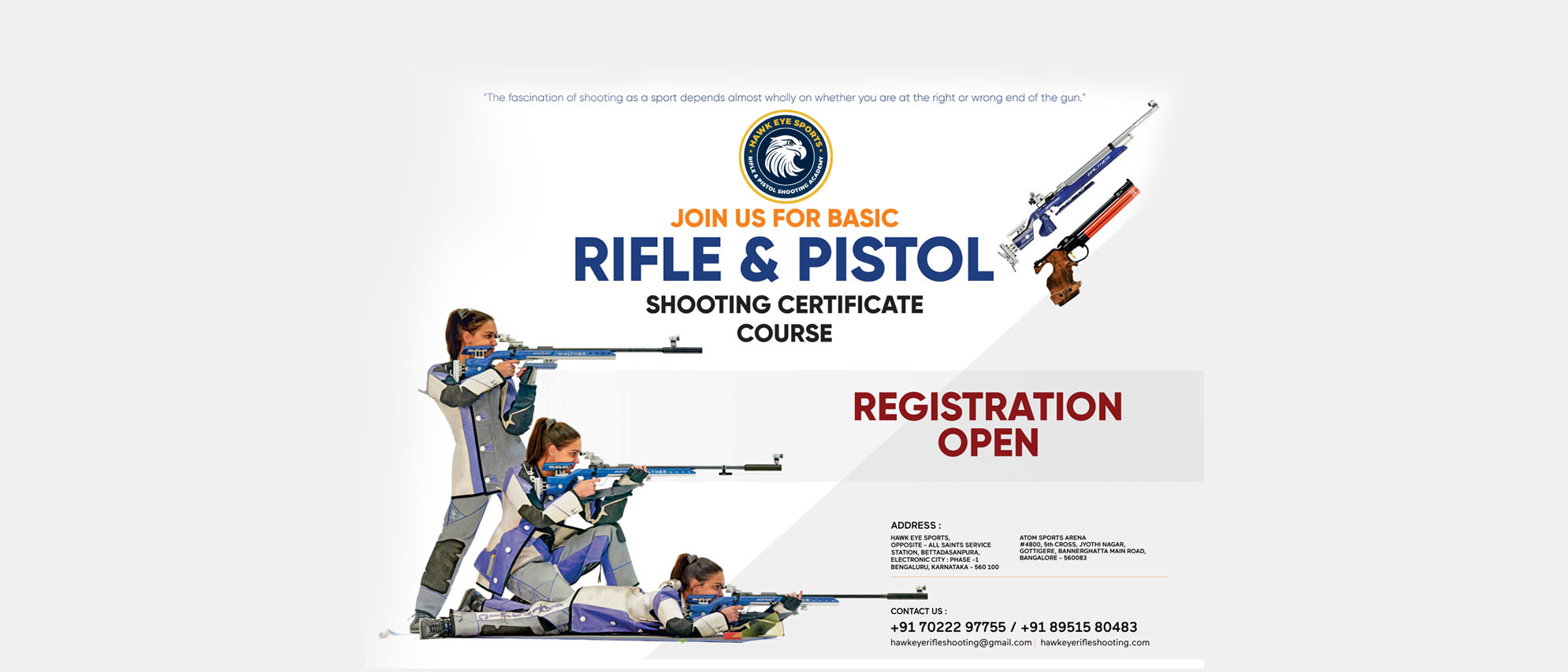 Basic shooting coaching to Men and Women in bangalore